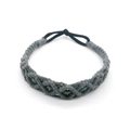 Handmade bohemian grey woven headband with elastic band for sports and leisure style - Dark Gray