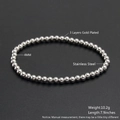 Silver stainless steel elastic bead bracelet with 4mm beads and 7.9-inch length - 4mm / Steel