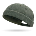 Vintage washed canvas docker cap in dark grey with adjustable metal strap buckle - Dark Green
