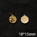 Macro detail of 18x15mm golden swallow charm showing front bird pattern and textured back - 18*15mm Round Swallow Relief Pendant