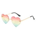 Gafas de sol de corazón sin montura degradado rosa azul con patillas de metal dorado - Montura Dorada Lente Degradado Rojo Amarillo Verde