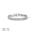 Pulsera tennis minimalista de tres filas con cristales brillantes bañada en plata - Plateado