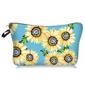 Détail de la trousse de maquillage à motif tournesol avec fermeture éclair et dragonne - Tournesol sur fond bleu ciel (09)