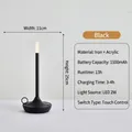 Minimalist black iron desk lamp with acrylic shade, 1500mAh battery, and touch control - Black