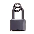 Miniature black copper padlock pendant with glossy finish and closed loop rings - Black Padlock / Red