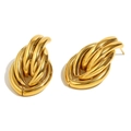 Orecchini a catena ovale in acciaio inossidabile placcato oro 18K dallo stile retrò - Orecchini a Bottone con Catena Ovale / Oro