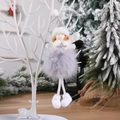 Cute grey angel Christmas ornament with feather skirt and silver sequined hat - Blue Feather Angel Pendant