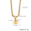 Vintage 18k gold plated titanium steel necklace with square zircon pendant and snake chain - Gold November Pale Yellow Zirconia (P1841)