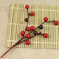 Artificial red berry stems with vibrant glossy berries for festive home DIY decoration - 13-Head Black-Red