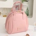 Große rosa Kosmetiktasche in Muschelform mit Gold-Reißverschluss und Doppelgriffen - Große Muscheltasche Rosa