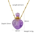 14K gold stainless steel necklace with purple amethyst heart perfume bottle pendant - Purple Crystal
