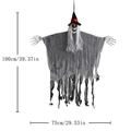 Halloween Skelett Geist zum Aufhängen in grauem zerfetzten Gewand mit schwarzem Hut - Roter Hut Hängender Geist
