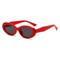 Retro-Oval-Sonnenbrille mit glänzend rotem Rahmen und dunkelgrauen Gläsern im Vintage-Stil - Rot