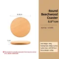 Round beech wood coaster 8.8cm diameter with natural grain and smooth finish - 8.8cm Beech Wood Round Coaster