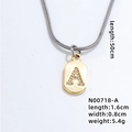 Collana dorata con pendente lettera A e zirconi incastonati su catena snake - Lettera A / 50cm