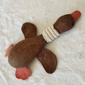 Brown plush wild goose squeaky dog toy made of durable linen fabric for teething pets - Brown