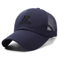 Donkerblauwe ademende mesh honkbalpet met 3D N GRACE borduursel voor sportgebruik - Verstelbaar / Marineblauw