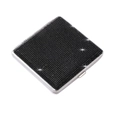 Detail of slim stainless steel square cigarette case with luxury black rhinestone crystals - Black