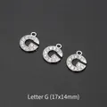 Silver-toned letter G pendant with white rhinestones, size 17x14mm, set of three pieces - Letter G (10 Pcs)