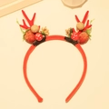 Christmas reindeer antler headband with red mink fur and golden pinecone decoration - Headband 7# (Single)