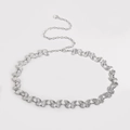 Silver butterfly metal waist chain belt with adjustable link chain for women dresses - Butterfly Design / Silver