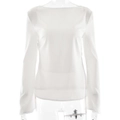 Elegant white satin long sleeve top with round neck and flared sleeves for women - L / White
