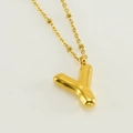 Chubby bubble letter Y pendant on gold stainless steel bead chain necklace - Letter Y / Gold