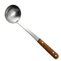 Mestolo da minestra in acciaio inox con manico ergonomico in legno e gancio - Mestolo per zuppa con manico in legno