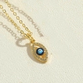 Goldene Halskette mit bösem Blick Anhänger aus blauem Emaille und Kristallen - Schwarzer Emaille-Anhänger