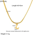 18K gold plated snake chain necklace with letter L pendant showing size dimensions - Style L (DFN148L)