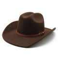 Chapeau de cowboy classique en feutre marron foncé avec ceinture vintage et boucle - M (56-58cm) / café