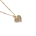 Gold heart pendant necklace for women set with colorful zircons on a delicate chain - Solid Heart Colorful Zircon