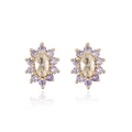 Squisiti orecchini a fiore placcati oro 18K con zirconi viola su sfondo bianco pulito - Fiore Viola (Marquise Bianco)