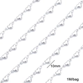DIY 10mm silver stainless steel heart-shaped chain accessory for jewelry, 1 meter pack - #08 Heart Horizontal Hole Link 4.5x10mm / 1 Meter/Pack