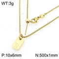 Golden stainless steel box chain necklace with letter R rectangular pendant 10x6mm - Gold Letter R Style (KN293710-Z)