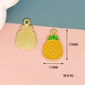 Macro view of 17mm yellow enamel pineapple charm with golden grid texture and size labels - Pineapple (11)