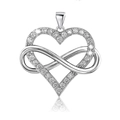 S925 sterling silver heart and infinity necklace pendant with sparkling white zircons - Pendant Only (No Chain) / White Gold