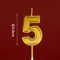 Golden number 5 birthday candle with matte metallic finish, height approx 4.8cm - New Digital Candle 5