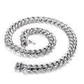 Collana da uomo a catena cubana in acciaio inossidabile lucido argento con chiusura quadra - Stile Chiusura a Scatola Lucida Acciaio (KN93831-Z) / Color Acciaio