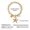 Detalle de pulsera de acero de 22cm con estrella de mar y perla con dimensiones - Dorado (YYB025115-G)