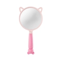 Pink handheld makeup mirror with cute animal ears and ergonomic handle for vanity - Mouse / Pink