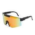 Gafas de sol deportivas con lentes de espejo naranja y montura negra moteada - C07 Degradado Naranja Rojo Salpicado