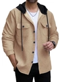 Veste à capuche kaki pour homme avec capuche noire contrastée et tissu gaufré - S / Kaki