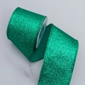 Emerald green glitter ribbon roll with metallic shimmer for Christmas gift DIY decor - 6.3cm / Grass Green