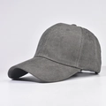 Close-up of fine corduroy texture and 6-panel stitching on dark grey baseball cap - Adjustable / Army Green