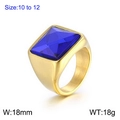 Vergoldeter Herrenring aus Edelstahl mit quadratischem blauem Edelstein, Größe 10-12 - US 10 / Blau