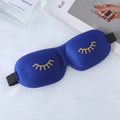 Blue 3D breathable sleep mask with yellow eyelash pattern on soft plush background - Gold Stamping Eyelash Style / Sapphire Blue