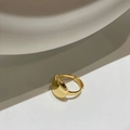 Anillo abierto minimalista bañado en oro de 18 quilates con acabado pulido espejo - Anillo de Espejo / Dorado