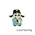 Chinese style enamel panda pin in ancient blue official outfit with fan, 3.3x3cm size - Blue Ancient Costume Panda With Fan