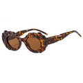 Occhiali da sole ovali chic con montatura tartarugata e design artistico a onde - Montatura Leopardata / Lenti Tè